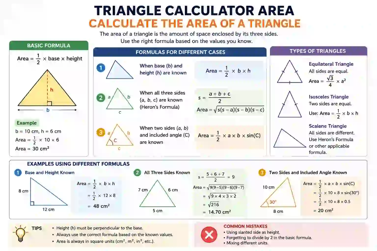 Triangle Area Calculator: How to Calculate the Area of a Triangle
